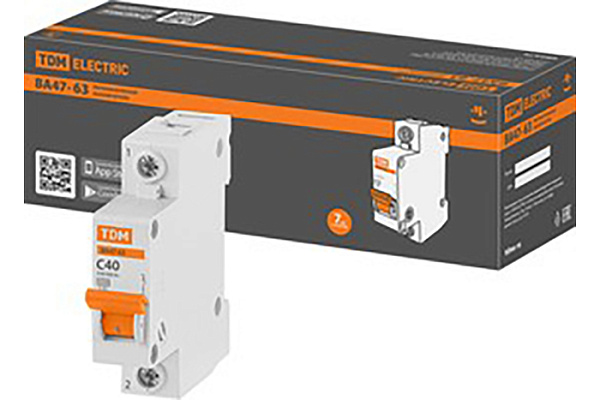 Авт. выкл.TDM ВА47-63 1Р 40А 4,5кА х-ка С (0218-0007)