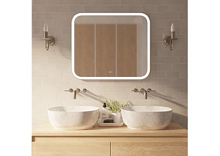 Зеркало Стив-2 сенсорный выключатель, светодиодная подсветка + подогрев (800х685мм) (566)