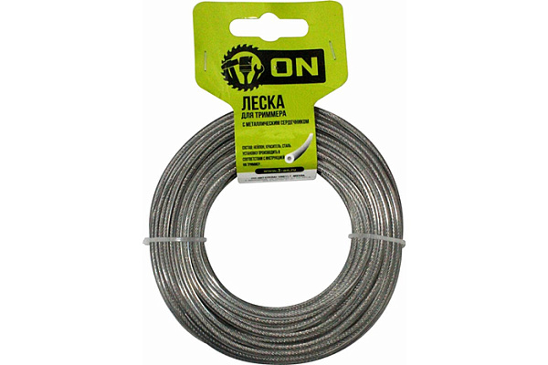 Леска для триммера ON круглая с металлическим сердечником (армированная) 3,0мм х 5м (15-01-030)