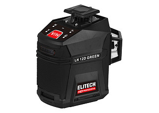 Лазерный нивелир ELITECH HD LN 12D GREEN (25м, 0,4кг, гор1х360/верт2х360 зелен. луч, кейс+ак, пульт)