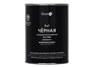 Грунт-эмаль Elcon 3 в 1 глянцевая черная RAL 9005 (0,8кг)