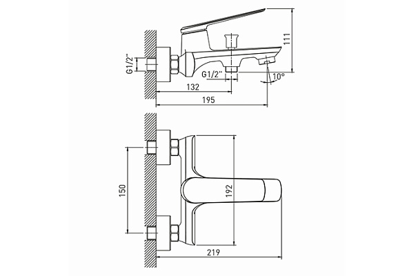 Смеситель для ванны 35k MIXLINE ML25-01 Real (Латунь,Высота излива 11см,Картридж 35мм)