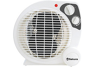 Тепловентилятор электрический спиральный SAKURA SA-0510 бел/сер (2000Вт, площадь обогрева-20м²)
