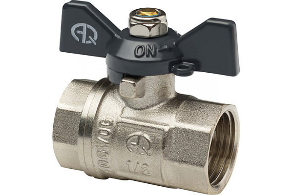 Кран шаровой латунный AQUALINK ДУ25 (1) B Г/Г бабочка (01157) (60/10) 