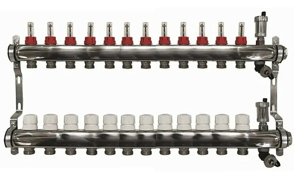 Коллектор AQUALINK 1",12 выходов 3/4" с расходомерами, слив. кран,авт.возд-ком. (2710)