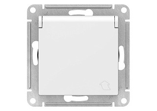 Розетка ATLASDESIGN с/з со шторками с крышкой 16А IP20 механизм белый (ATN000146) (194)