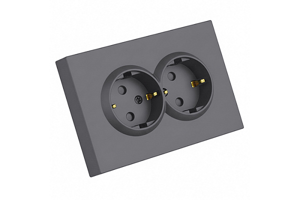 Розетка Feron 2-м. с защит. шт. с/з 250В 16А Эмили RST16-5114-10 платиново-серый 49960