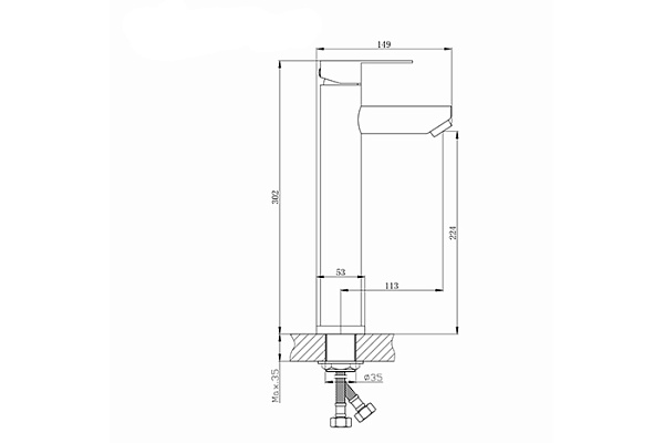 Смеситель для раковины 35k MIXLINE MLSS32-042 Stainless(Нерж. сталь,Длина излива 11см,Картридж 35мм)