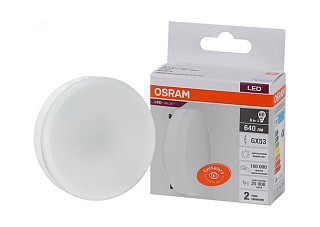 Лампа светодиодная OSRAM LED GX53 8Вт 4000К 640Лм таблетка 220В (замена 60Вт) (2279)