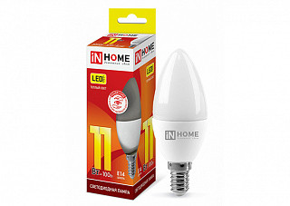 Лампа светодиодная IN HOME LED-СВЕЧА-VC 11Вт 230В Е14 3000К 1050Лм (464)