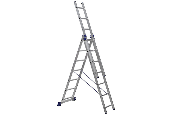 Лестница алюминиевая УФУК трехсекционная 3х7 ступеней h=2,05/3,19/4,29м до 150кг