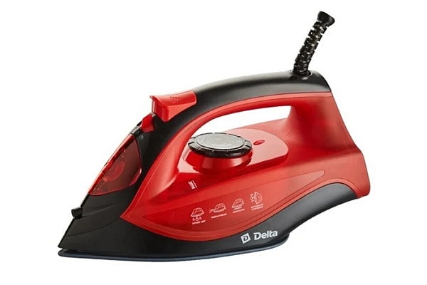 Утюг DELTA  DL-756 черный с красным: 2200 Вт, КЕРАМИКА, АНТИНАКИПЬ, САМООЧИСТКА, Паровой Удар(10)