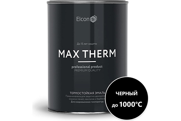 Эмаль термостойкая Elcon черная, 1000 градусов (0,8кг)