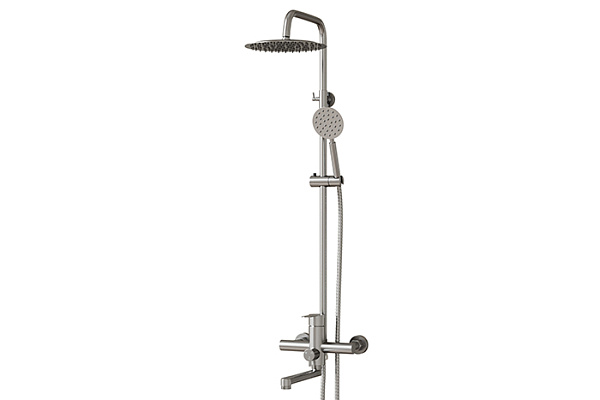 Душевая система MLSS32-06 "Stainless" (смеситель 35К с изл+лейка 3поз.+душ.шланг+тропич.душ.) нерж.
