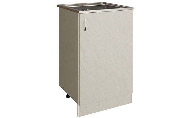 Тумба под мойку из нержавеющей стали 50 ЛДСП белый мрамор (500х820х436мм)