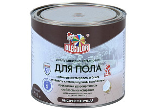 Эмаль для пола алкидно-уретановая быстросохнущая (6ч) OLECOLOR серый (1,8кг)