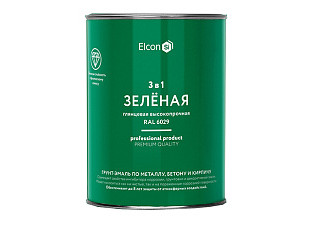 Грунт-эмаль Elcon 3 в 1 глянцевая зеленая RAL 6029 (0,8кг)