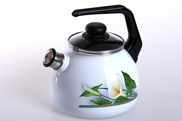 Чайник эмалированный КАЛЛЫ со свистком г.Череповец, 3,0л (4с209я)