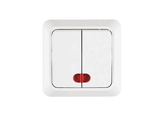 Выключатель TANGO 2кл. открытой проводки с подсветкой 10А, 250В, белый (1007258) (609)