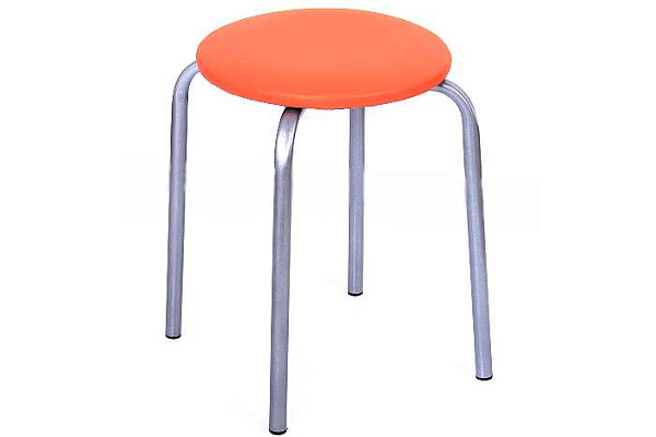 Табурет Классик 22Б (Н.Челны) круг, цвет апельсин, каркас серебро