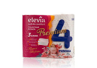 Туалетная бумага elevia 3 слоя flower perfume 4шт(264)