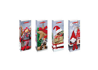 Пакет подарочный для бутылки Волшебная страна Новогоднее чудо (35х12х9см) (4 диз в ассорт) (007776)