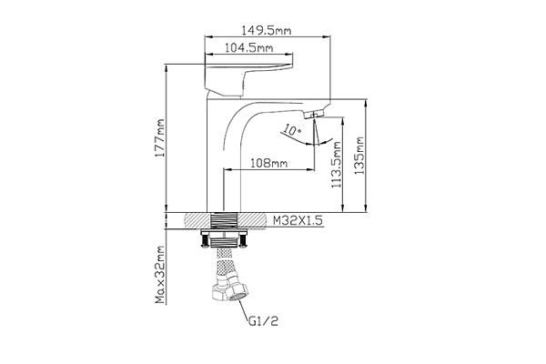 Смеситель для раковины Oasis L3018МG_Ren (Латунь, Гайка, Длина излива-11,3см)