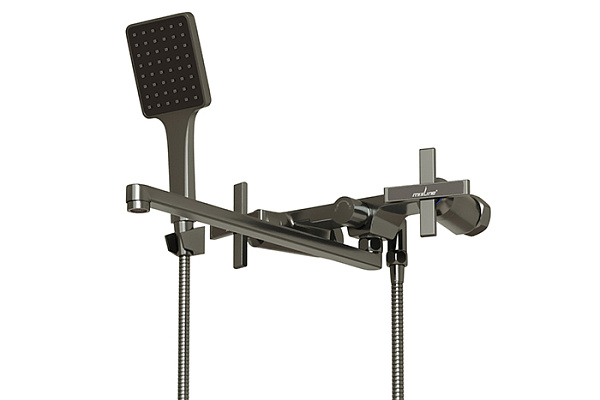 Смеситель для ванны и раковины MIXLINE ML38-02 Graphite (Латунь,Длина излива 36см,Кран-букса 1/2")