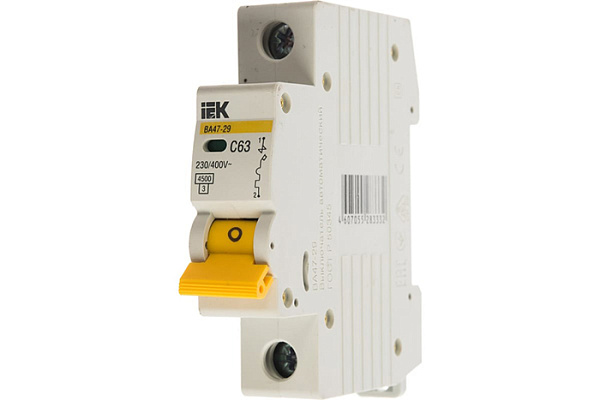 Авт. выкл.ВА47-29 1Р 63А 4,5кА х-ка С ИЭК (MVA20-1-063-C) 332