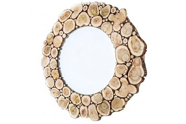 Зеркало из можжевельника с джутом d=55/32