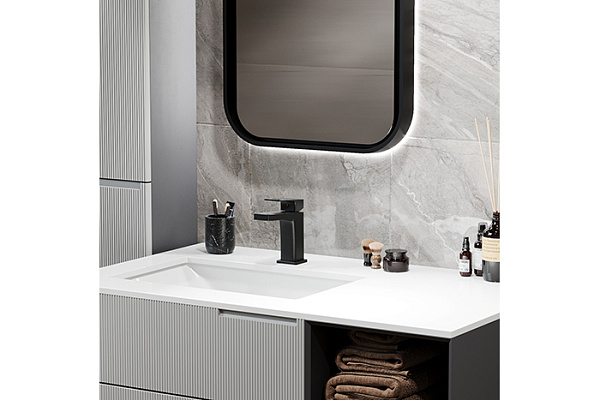 Смеситель для раковины 35k MIXLINE ML34-04 Solo Black (Латунь,Длина излива 12см,Картридж 35мм,ЧЕРНЫЙ