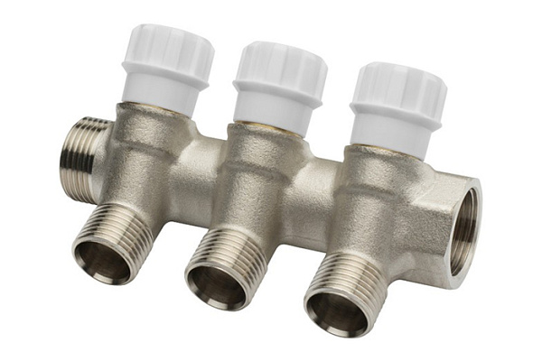 Коллектор резьбовой с вентилями AQUALINK ДУ 3/4x3/4x1/2x3 (04477) (20/2) 