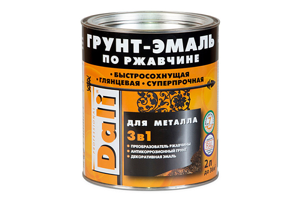 Грунт-эмаль по ржавчине 3 в 1 DALI винно-красный RAL3005 (2,0л)