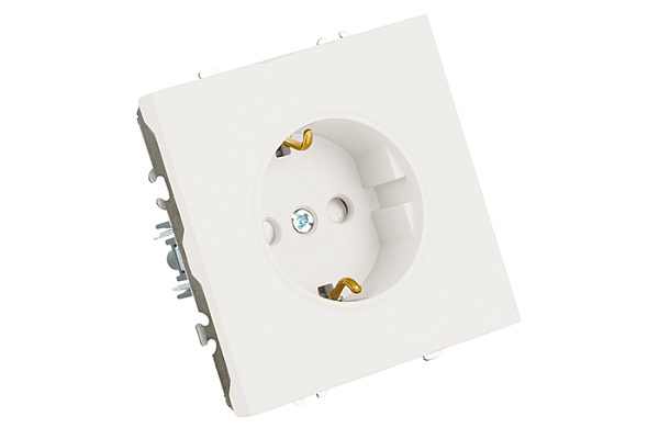 Розетка Feron 1-м. с защит. шт. с/з (механизм) 250В 16А Эмили RST16-5110-01 белый фарфор 49880
