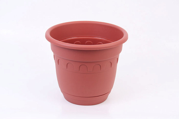 Горшок для цветов КОЛЫВАНЬ с поддоном 10л d=302мм терракотовый С96Т (1/7)