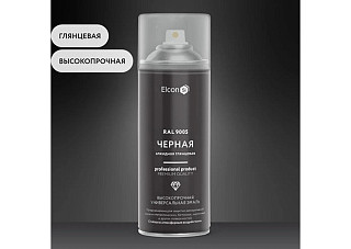 Эмаль алкидная универсальная Elcon RAL 9005 черная, глянцевая, аэрозольная (520 мл)