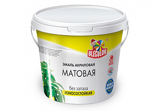 Эмаль акриловая OLECOLOR матовая белый (1,0кг)
