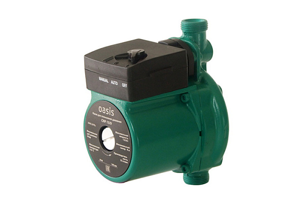 Насос повысительный OASIS CP 20/12 (250Вт,Расход-60л/м,Напор-12м,Давление-10б.,Монтаж-200мм)