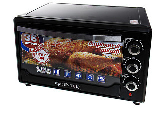 Жарочный шкаф Centek CT-1532-46 2000Вт, объем 46л, черный, таймер 90мин.3режима, темп до 320°