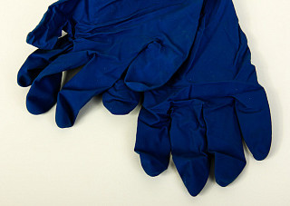 Перчатки латексные A.D.M. прочные неопудренные синие M/50шт/25пар HR002G (086)