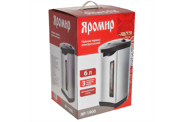 Чайник-термос 6 л ЯРОМИР ЯР-1900, 750 Вт, нерж. корпус, 3 способа подачи воды  (6)