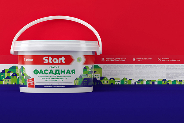 Краска ВД СТАРТ для фасадов белоснежная (14,0кг)