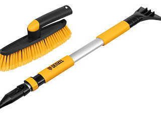 Щетка сметка со скребком, телескоп, поворотная голова, 750-1120 мм //Denzel (55326)