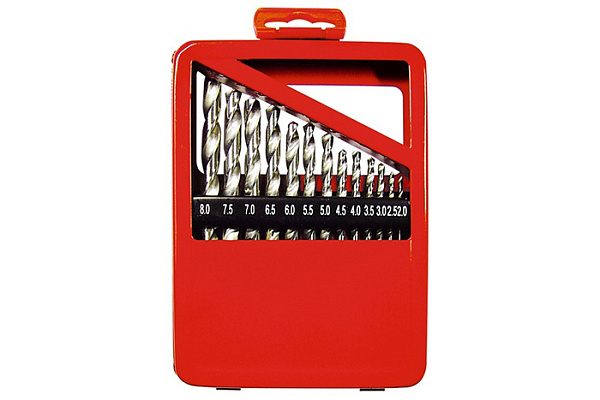 Набор сверл по металлу MATRIX 1-10 мм (через 0,5 мм), HSS, 19 шт., мет. короб цил. хвост 72388 (5/20