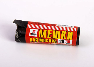 Мешки для мусора ПНД 60л.черные, 6мкм, в рулоне 30шт. ЭКОНОМ0/50 ADM (PRO963C)