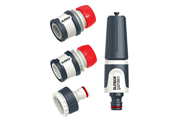 Набор для полива ELITECH Garden HF 006 4 пред. (насадка, 2 соединителя 1/2", переходник) (1/24)