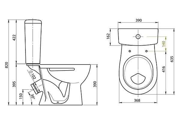 Унитаз-компакт Santeri Орион (белый, косой выпуск, нижняя подводка, 1 режим, 1.P.400.8S00.00.BF) 