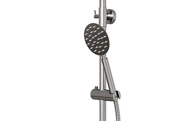 Душевая система MLSS32-06 "Stainless" (смеситель 35К с изл+лейка 3поз.+душ.шланг+тропич.душ.) нерж.