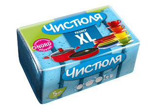 Губки для посуды ЧИСТЮЛЯ 5XL ПЕННЫЙ ЭФФЕКТ размер XL 5шт, П0322Т / 16