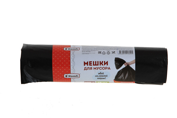 Мешки для мусора KOMFI ПВД 120л 35мкм в рулоне черные 10шт PM1210BR (1/30)